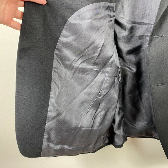 Apt 9 Blazer Jacket 44R Men 100% Wool Modern Fit Black 2-Button Career Occassion - Picture 6 of 9